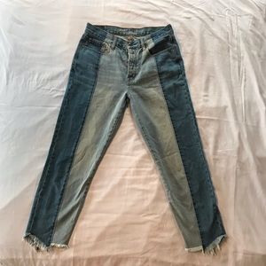 Color block denim jeans